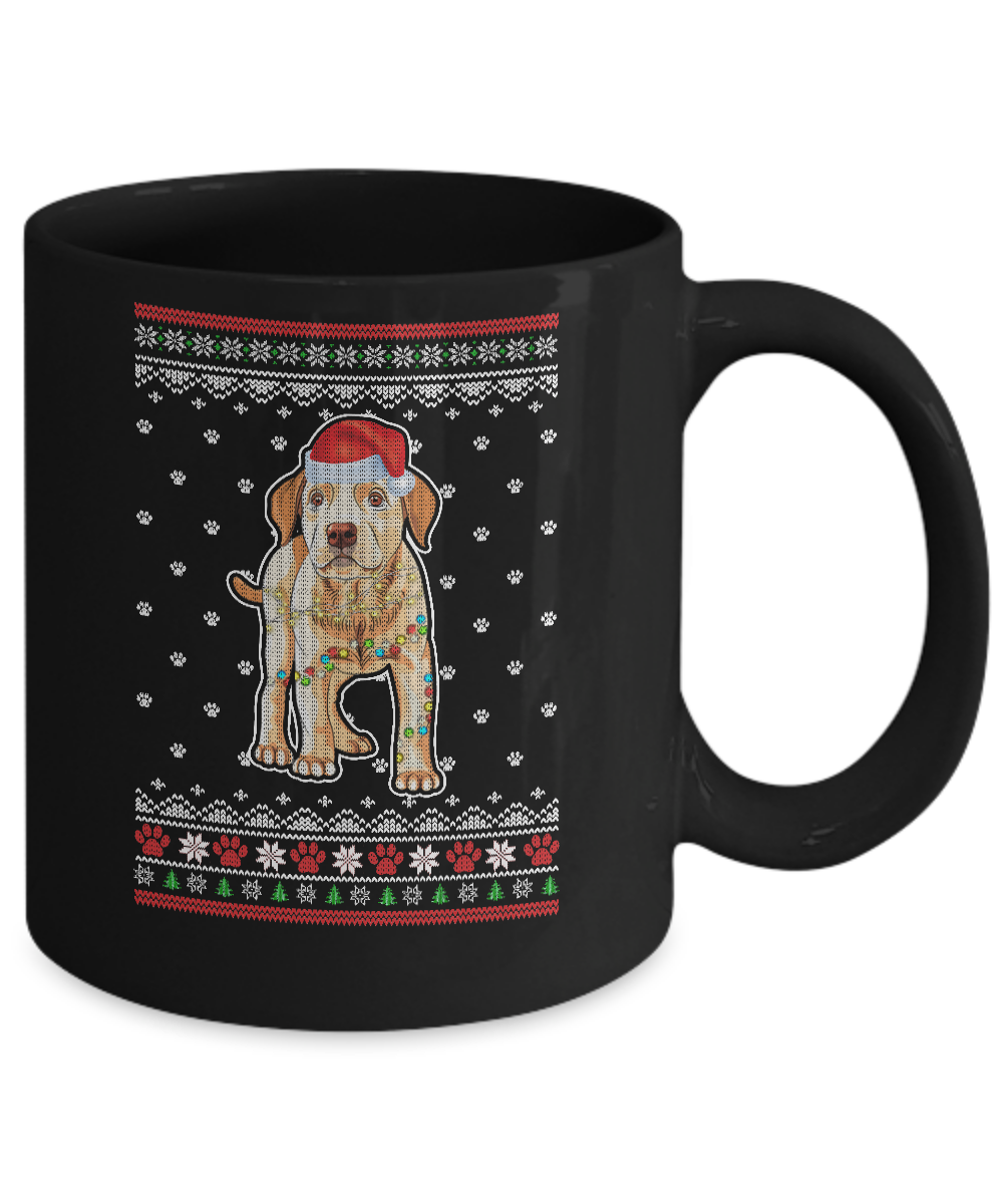Labrador Christmas Ugly Sweater Lights Dog Xmas Gift Mug-Coffee Mug-11oz Mug-Black