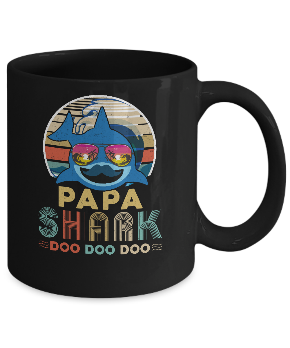 Retro Vintage Papa Shark Doo Doo Doo Mug-Coffee Mug-11oz Mug-Black