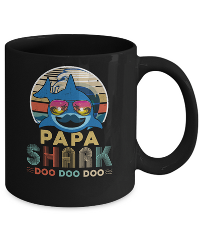 Retro Vintage Papa Shark Doo Doo Doo Mug-Coffee Mug-11oz Mug-Black