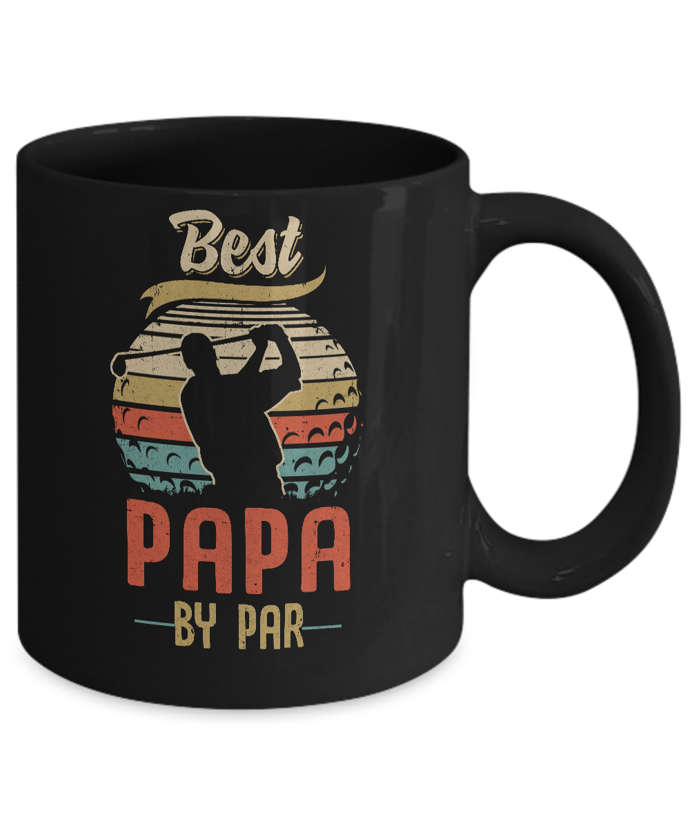 Vintage Best Papa By Par Fathers Day Funny Golf Gift Mug-Coffee Mug-11oz Mug-Black