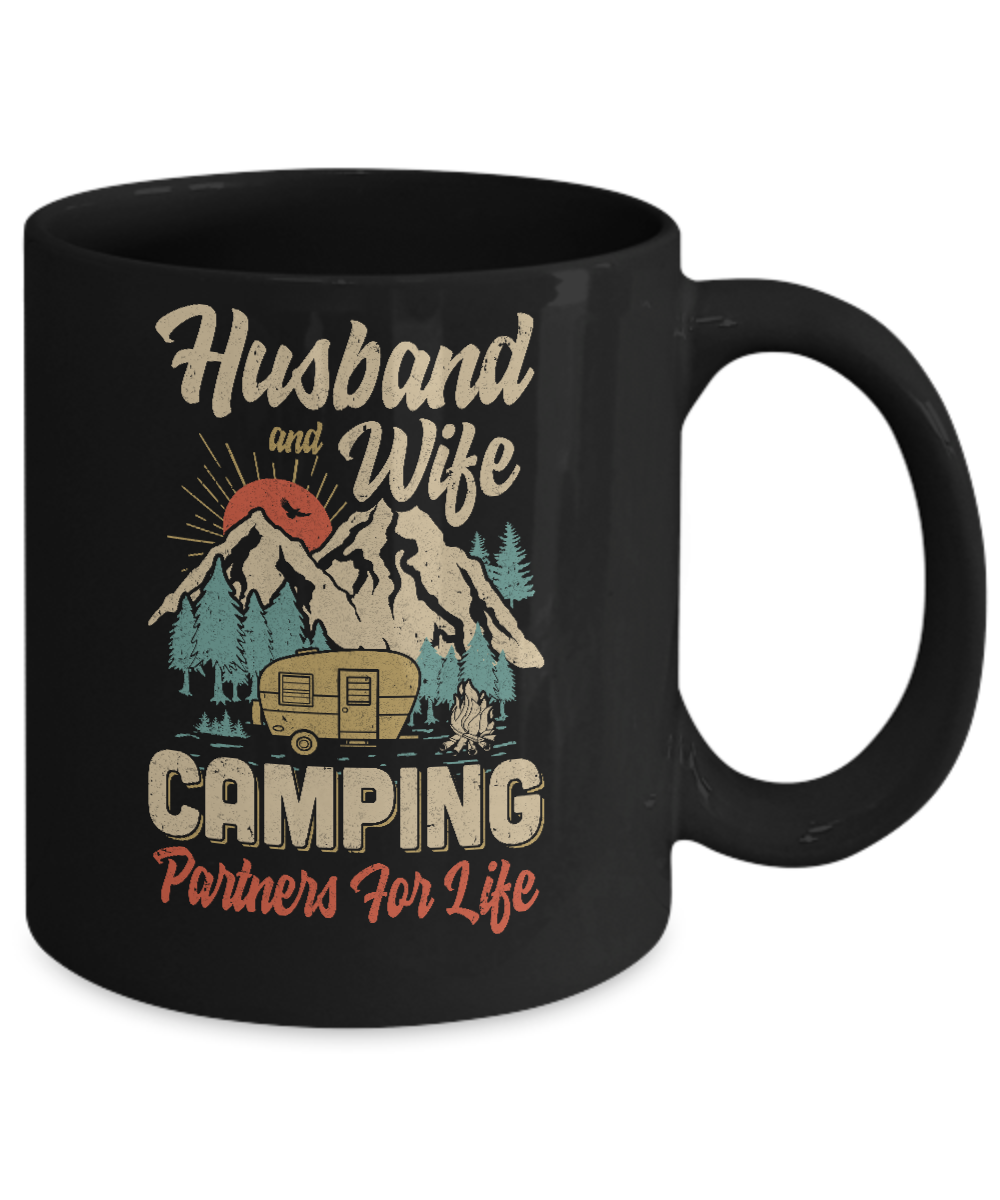 Husband And Wife Camping Partners For Life Camping Mug-Coffee Mug-11oz Mug-Black