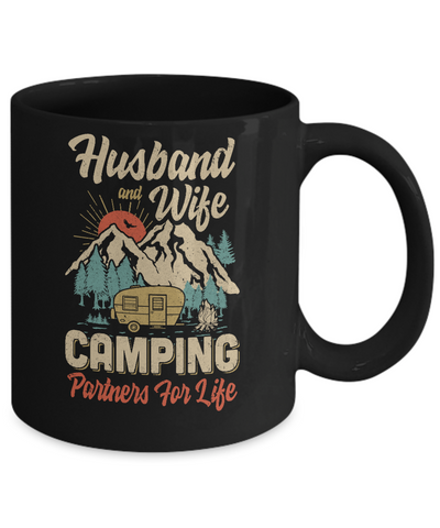 Husband And Wife Camping Partners For Life Camping Mug-Coffee Mug-11oz Mug-Black