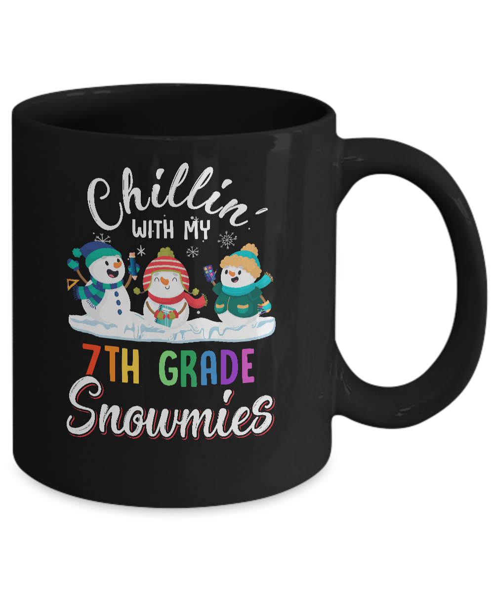 Chillin' With 7th Grade Snowmies Christmas Teacher Gifts Mug-Coffee Mug-11oz Mug-Black