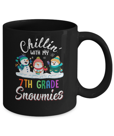 Chillin' With 7th Grade Snowmies Christmas Teacher Gifts Mug-Coffee Mug-11oz Mug-Black