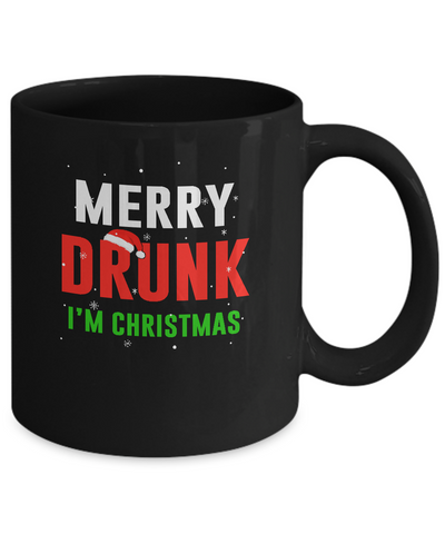Merry Drunk I'm Christmas Wine Lover Funny Drinking Mug-Coffee Mug-11oz Mug-Black