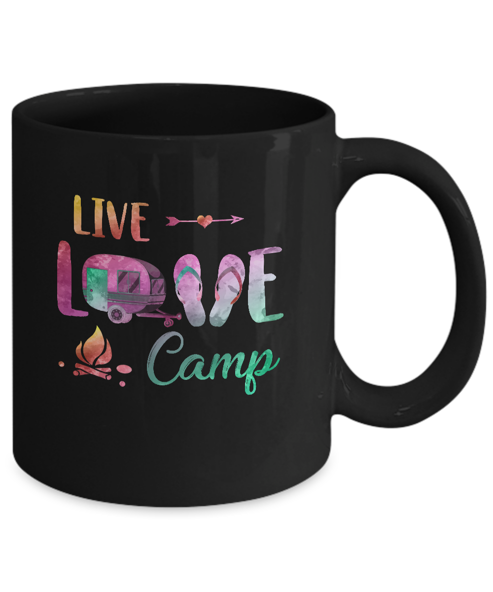 Live Love Camp Car Flip Flops Camping Gifts Mug-Coffee Mug-11oz Mug-Black