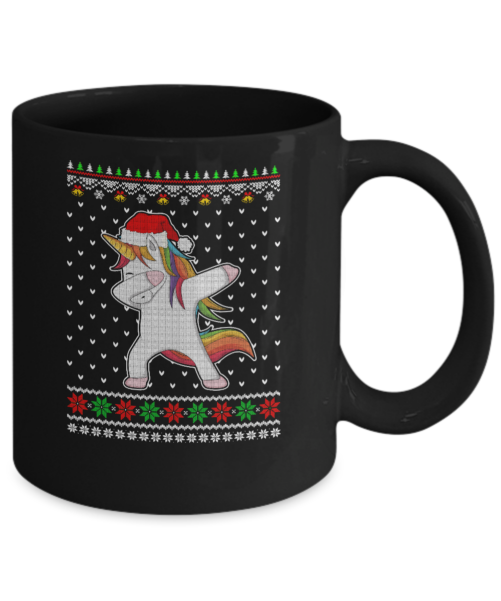 Dabbing Tangled Lights Ugly Christmas Sweater Girls Mug-Coffee Mug-11oz Mug-Black