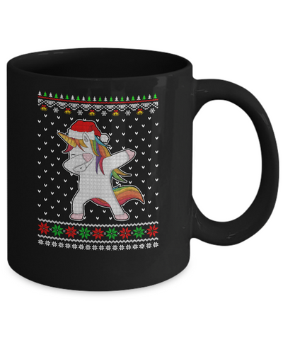 Dabbing Tangled Lights Ugly Christmas Sweater Girls Mug-Coffee Mug-11oz Mug-Black