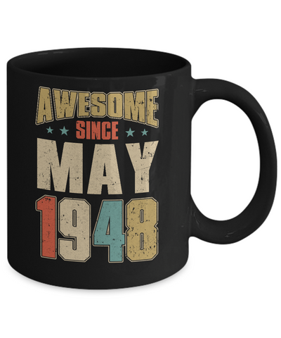 Vintage Retro Awesome Since May 1948 73th Birthday Mug-Coffee Mug-11oz Mug-Black