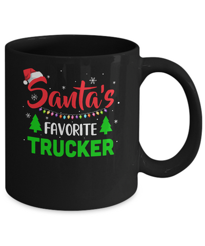 Santa's Favorite Trucker Funny Christmas Xmas Gifts Mug-Coffee Mug-11oz Mug-Black