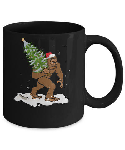 Bigfoot Christmas Tree Boys Men Sasquatch Santa Gift Mug-Coffee Mug-11oz Mug-Black