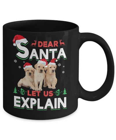 Dear Santa Funny Yellow Labrador Puppies Christmas Gift Mug-Coffee Mug-11oz Mug-Black