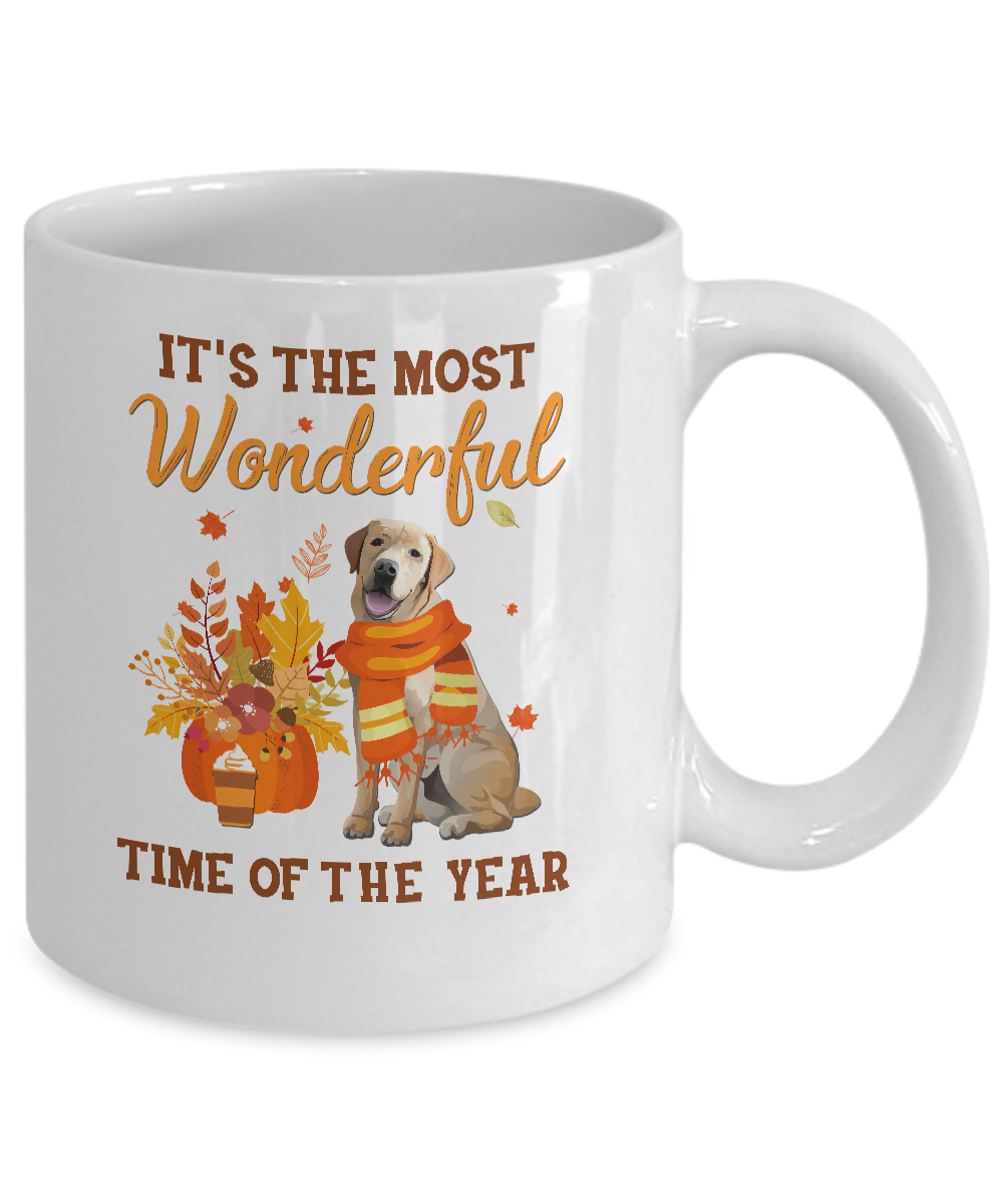 Labrador Autumn It's The Most Wonderful Time Of The Year Mug-Coffee Mug-11oz Mug-White