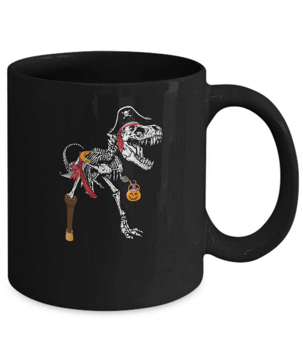 Dinosaurs T-Rex Skeleton Pirate Halloween Saurus For Kids Mug-Coffee Mug-11oz Mug-Black