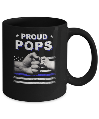 Proud Pops Police Thin Blue Line Flag Fathers Day Mug-Coffee Mug-11oz Mug-Black
