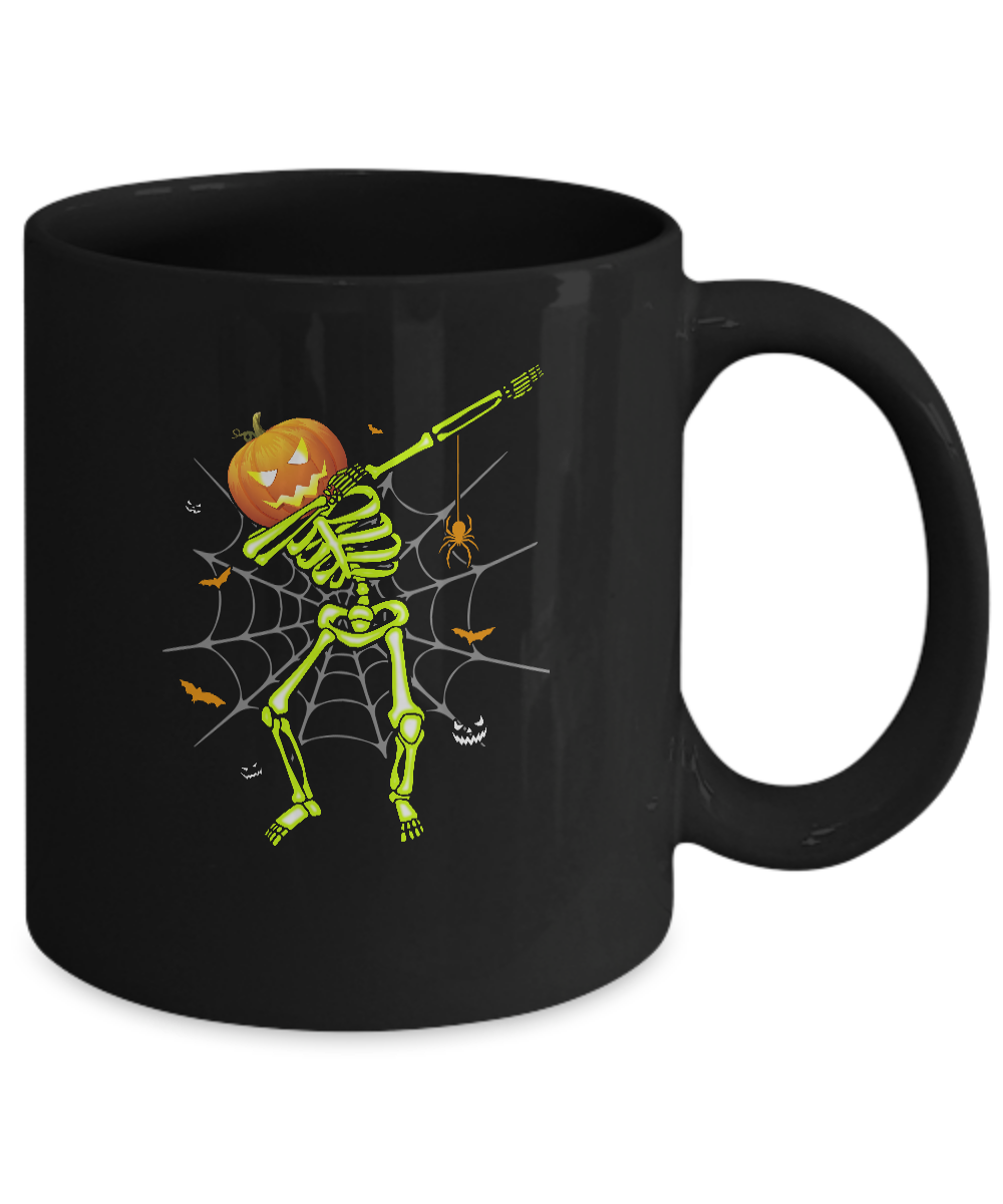 Funny Dabbing Skeleton Pumpkin Halloween Dab Mug-Coffee Mug-11oz Mug-Black