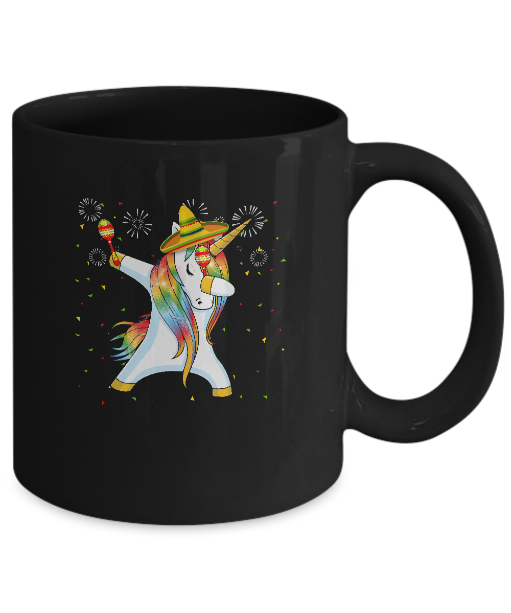 Unicorn Dabbing Cinco De Mayo Kids Gifts Mug-Coffee Mug-11oz Mug-Black