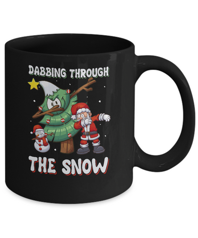 Dabbing Santa Snowman Christmas Tree Mug-Coffee Mug-11oz Mug-Black