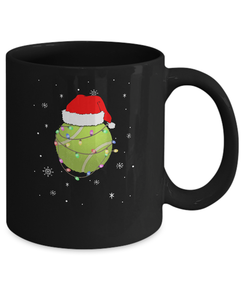 Santa Hat Tennis Christmas Gifts Mug-Coffee Mug-11oz Mug-Black