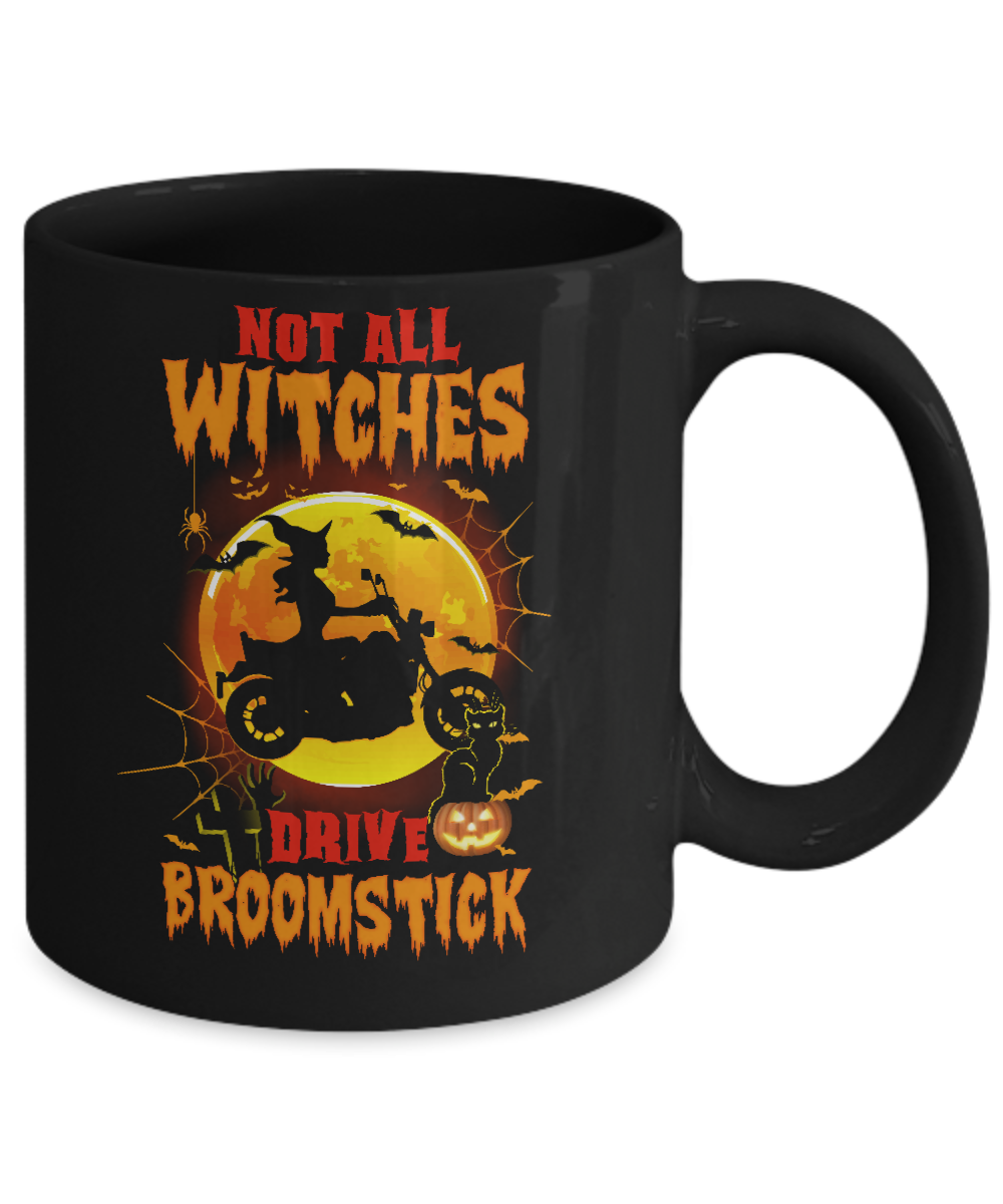Not All Witches Drive Broom Funny Halloween Biker Mug-Coffee Mug-11oz Mug-Black