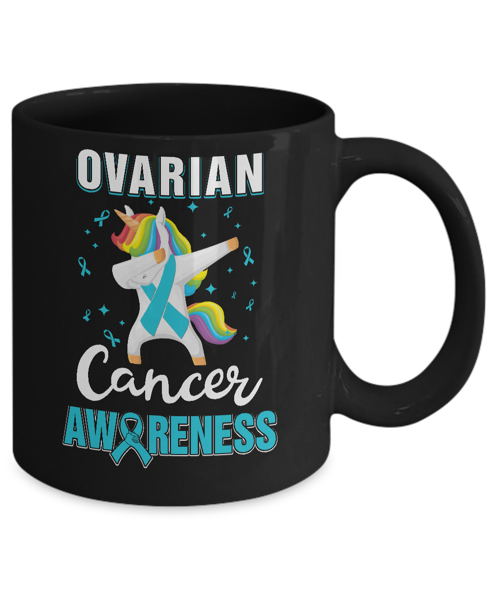 Inspirational Ovarian Cancer Awareness Unicorn Support Mug-Coffee Mug-11oz Mug-Black