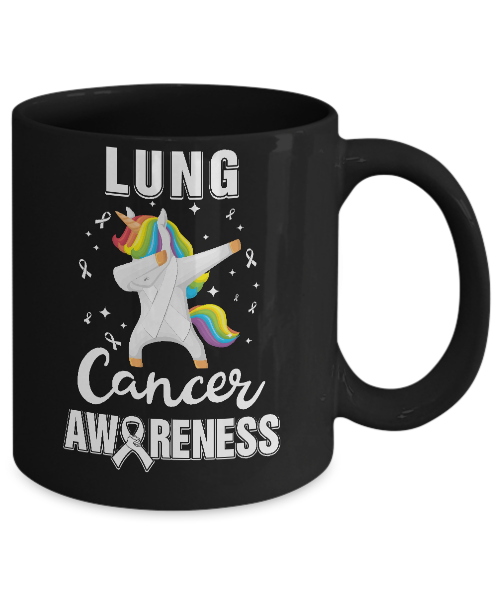 Inspirational Lung Cancer Awareness Unicorn Support Mug-Coffee Mug-11oz Mug-Black