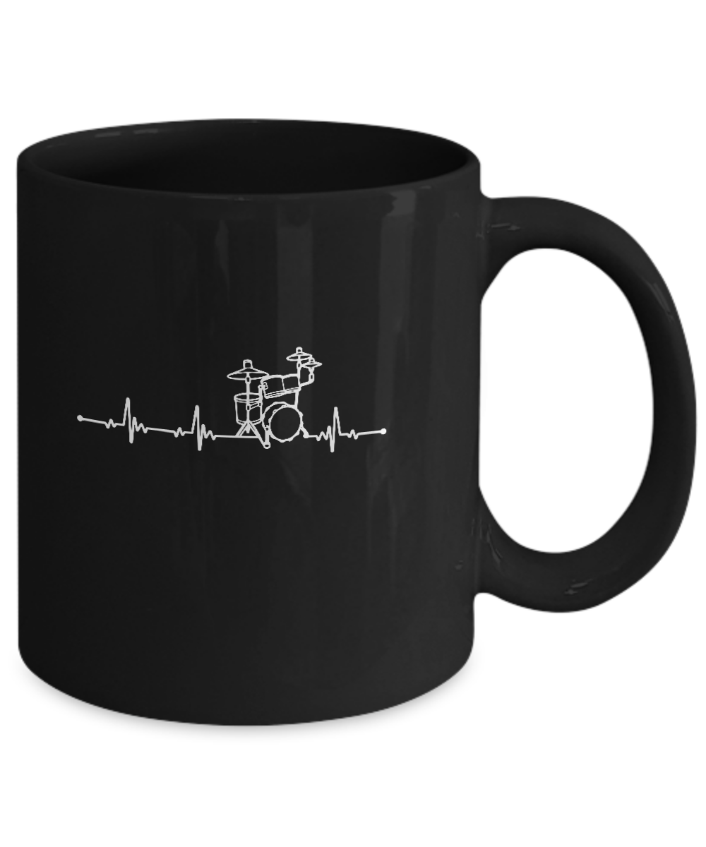 Drums Heartbeat Drummers Music Lover Musician Rock Mug-Coffee Mug-11oz Mug-Black