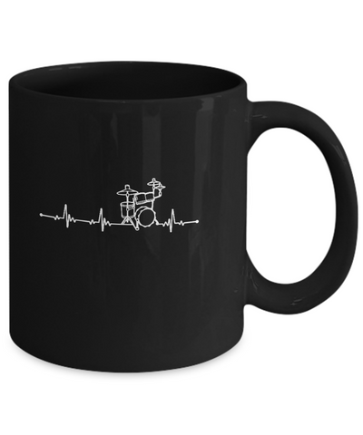 Drums Heartbeat Drummers Music Lover Musician Rock Mug-Coffee Mug-11oz Mug-Black
