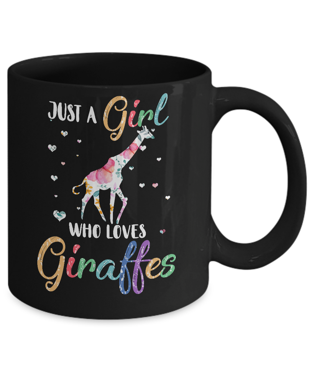 Just A Girl Who Loves Giraffes Cute Giraffe Lover Mug-Coffee Mug-11oz Mug-Black