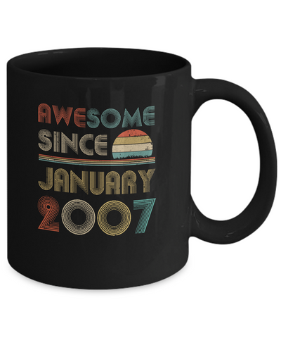 Awesome Since January 2007 Vintage 14th Birthday Gifts Mug-Coffee Mug-11oz Mug-Black