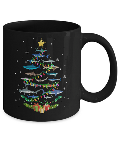 Shark Christmas Tree Shark Lovers Gifts Men Women Kids Mug-Coffee Mug-11oz Mug-Black