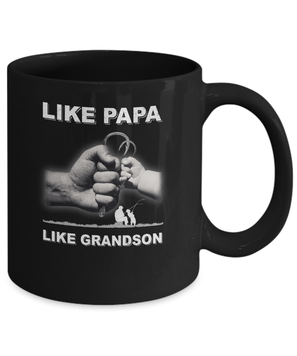 Like Papa Like Grandson Fishing Fish Fathers Day Mug-Coffee Mug-11oz Mug-Black
