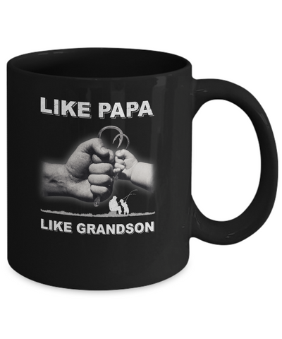 Like Papa Like Grandson Fishing Fish Fathers Day Mug-Coffee Mug-11oz Mug-Black