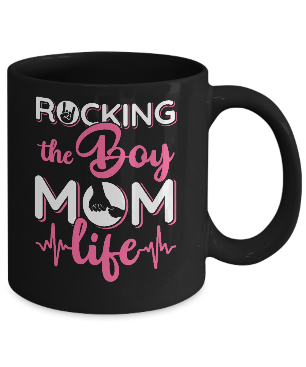 Rocking The Boy Mom Life Mug-Coffee Mug-11oz Mug-Black