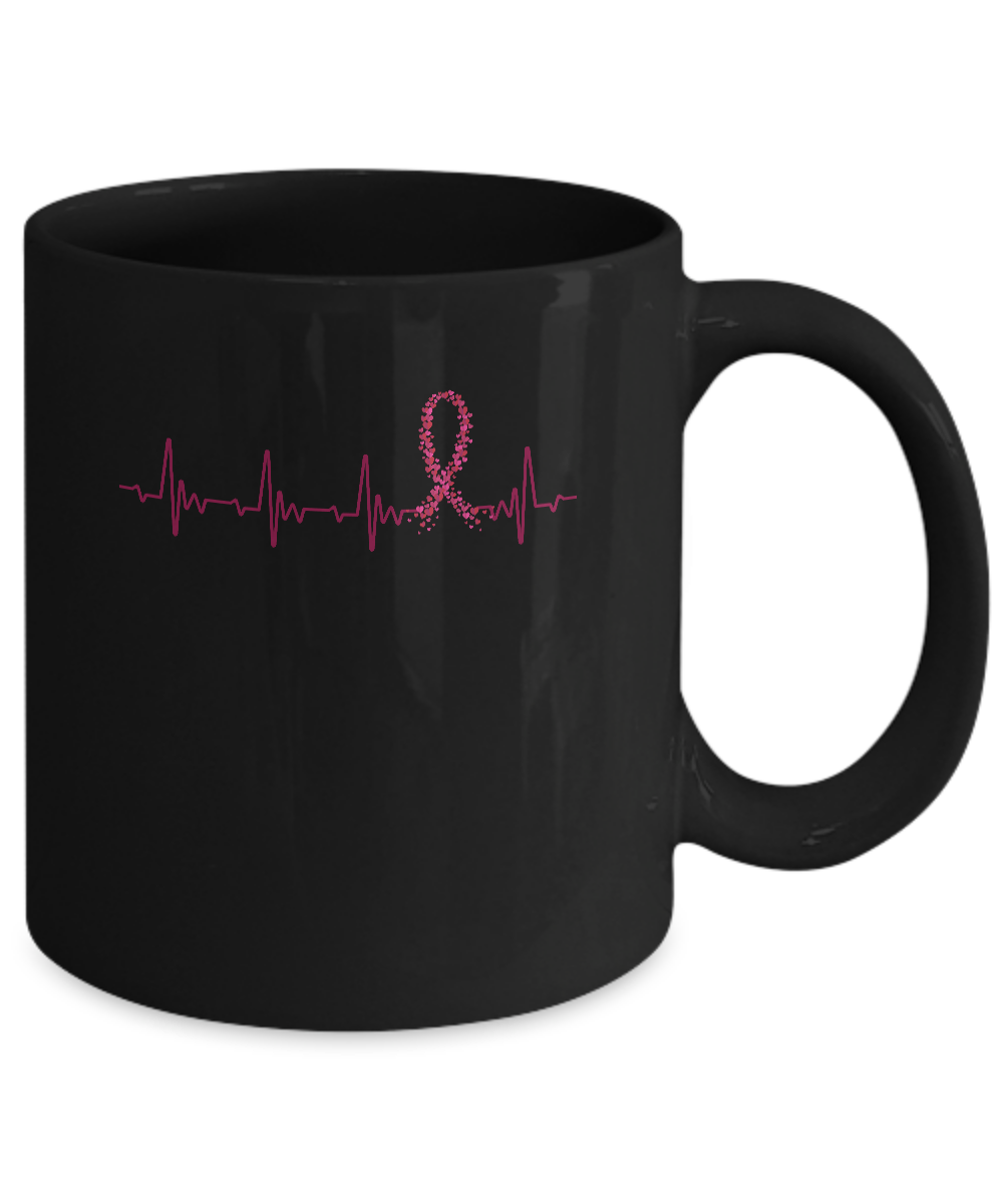 Multiple Myeloma Awareness Burgundy Ribbon Heartbeat Mug-Coffee Mug-11oz Mug-Black