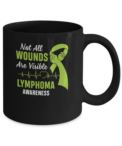 Lymphoma Awareness Green Not All Wounds Are Visible Mug-Coffee Mug-11oz Mug-Black