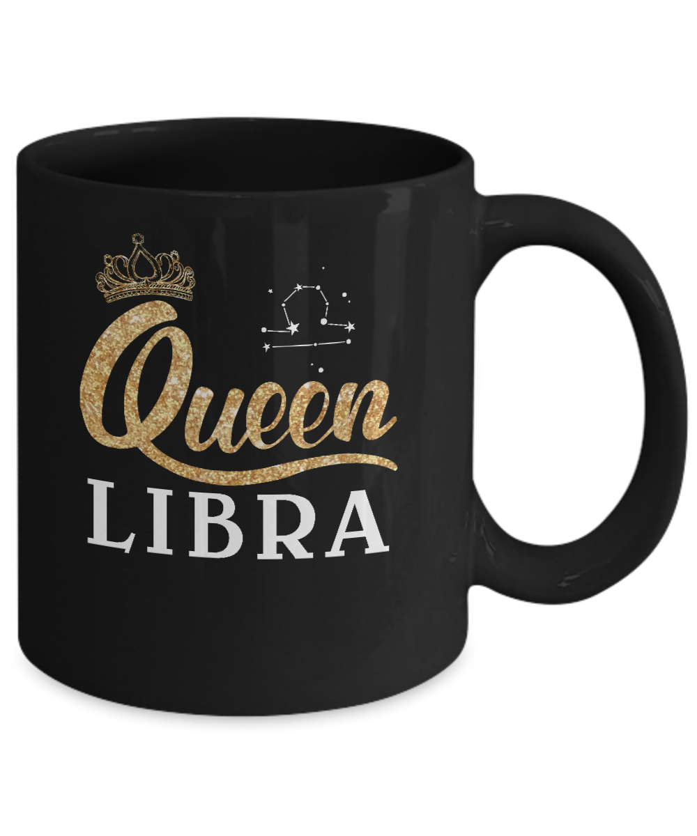 Queen Libra Zodiac September October Birthday Gift Mug-Coffee Mug-11oz Mug-Black