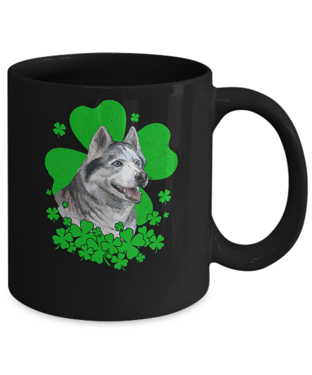 Siberian Husky St. Patrick's Day Clovers Mug-Coffee Mug-11oz Mug-Black