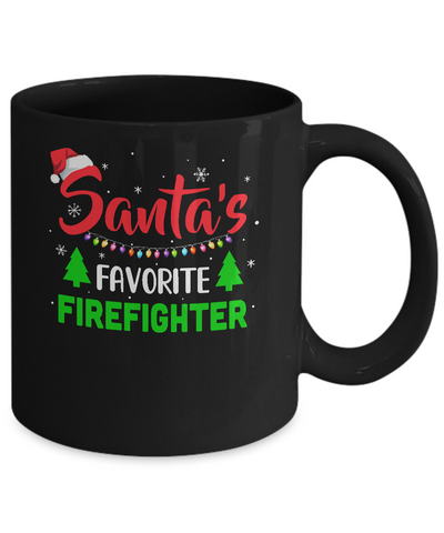 Santa's Favorite Firefighter Funny Christmas Xmas Gifts Mug-Coffee Mug-11oz Mug-Black