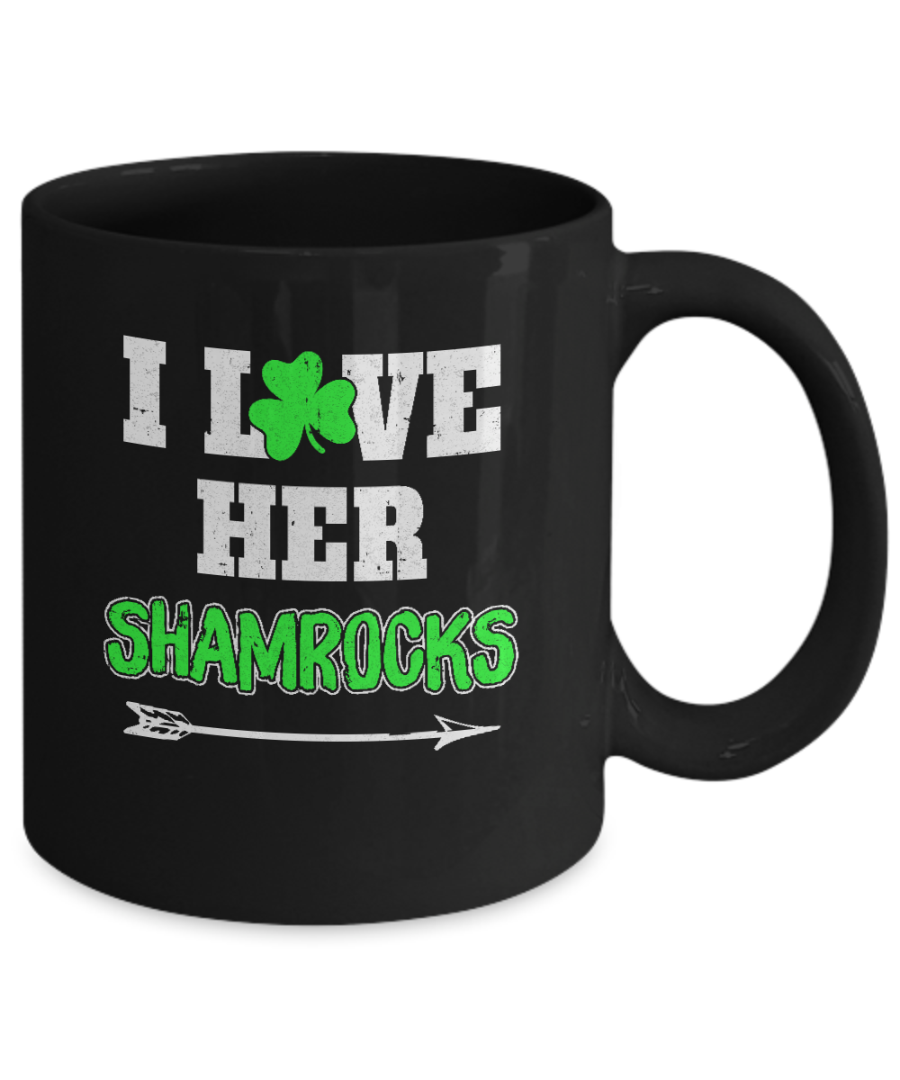 I Love Her Shamrocks Funny Couple St Patricks Day Mug-Coffee Mug-11oz Mug-Black