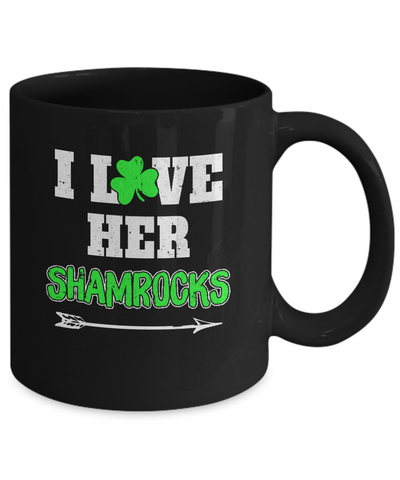 I Love Her Shamrocks Funny Couple St Patricks Day Mug-Coffee Mug-11oz Mug-Black