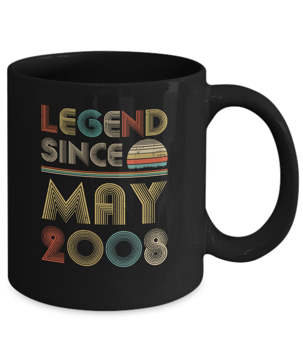 Legend Since May 2008 Vintage 13th Birthday Gifts Youth Mug-Coffee Mug-11oz Mug-Black