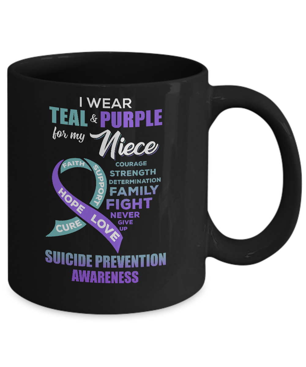 Suicide Prevention I Wear Teal And Purple For My Niece Mug-Coffee Mug-11oz Mug-Black