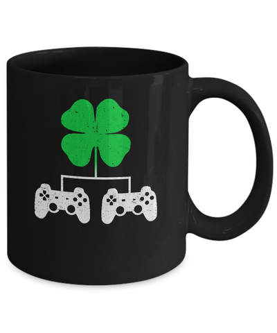 Video Game Clover Controller Gamer St Patrick's Day Mug-Coffee Mug-11oz Mug-Black