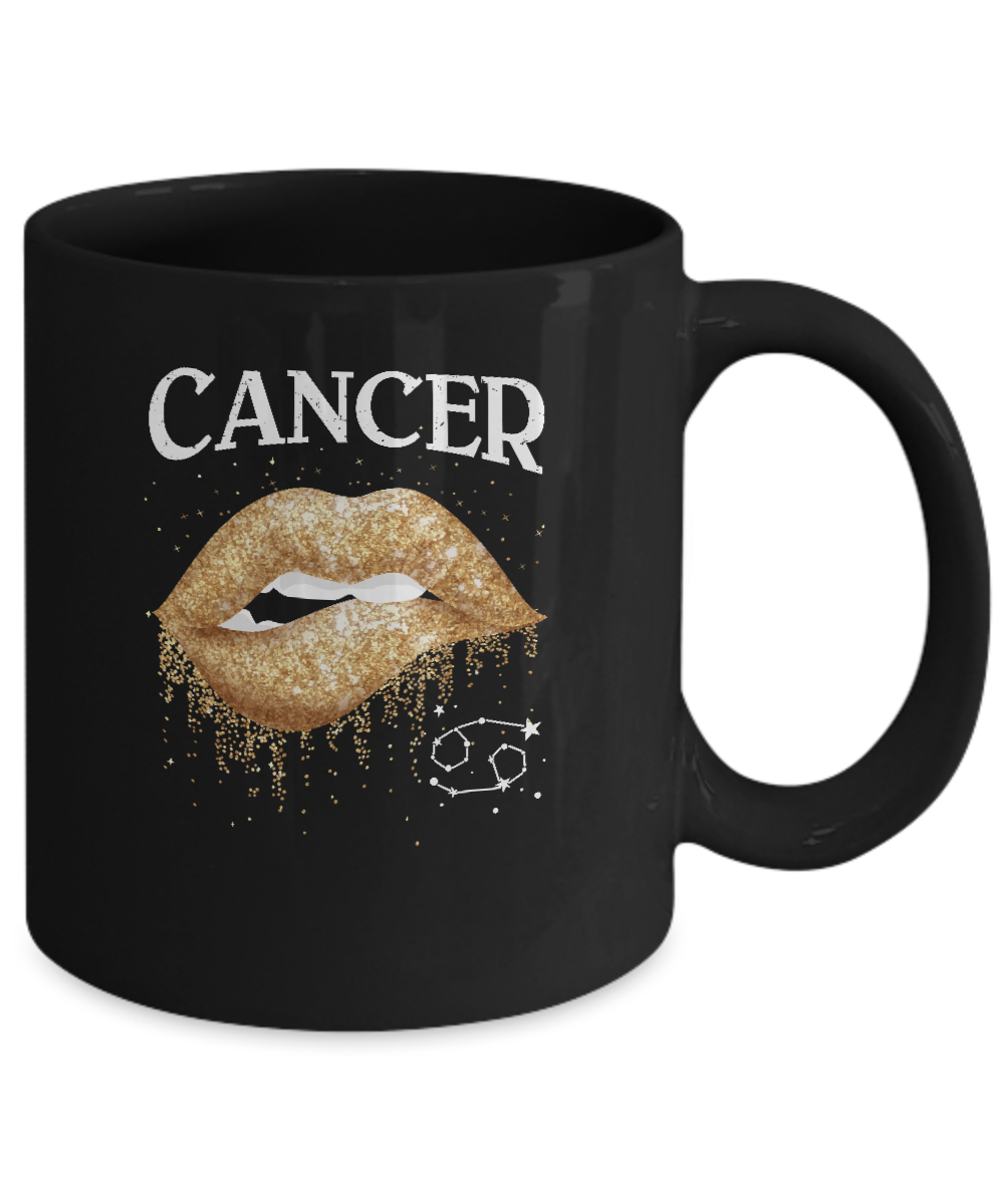 Cancer Zodiac June July Birthday Gift Golden Lipstick Mug-Coffee Mug-11oz Mug-Black