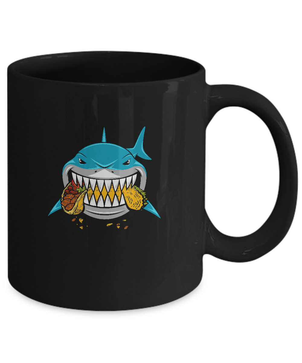 Shark Eating Taco Food Lover Gift Mug-Coffee Mug-11oz Mug-Black