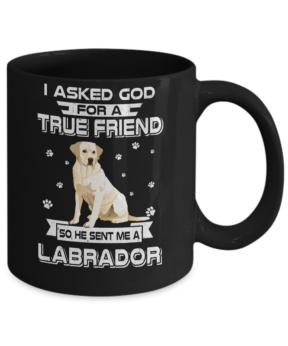 I Asked God For A True Friend So Sent Me Labrador Dog Mug-Coffee Mug-11oz Mug-Black