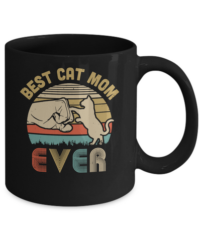 Vintage Best Cat Mom Ever Bump Fit Funny Mom Gifts Mug-Coffee Mug-11oz Mug-Black