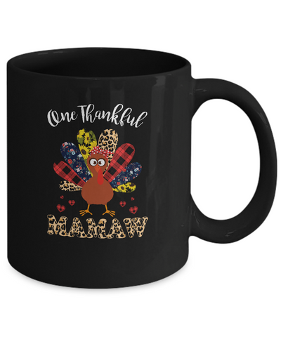 One Thankful Mamaw Leopard Turkey Thanksgiving Gift Mug-Coffee Mug-11oz Mug-Black