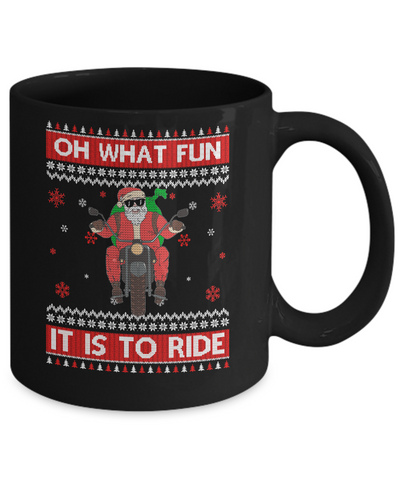 Oh What Fun It Is To Ride Motorcycle Christmas Sweater Mug-Coffee Mug-11oz Mug-Black